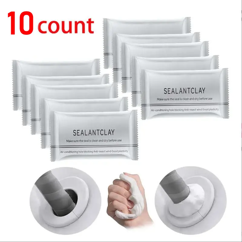 Air Conditioner Hole Sealing Clay, Gap Filling Hole Putty, Waterproof Insect-Proof High Temperature Resistant Wall Repair Mud for Home Sewer Pipe Plugging，You'll receive exactly 10 pcs