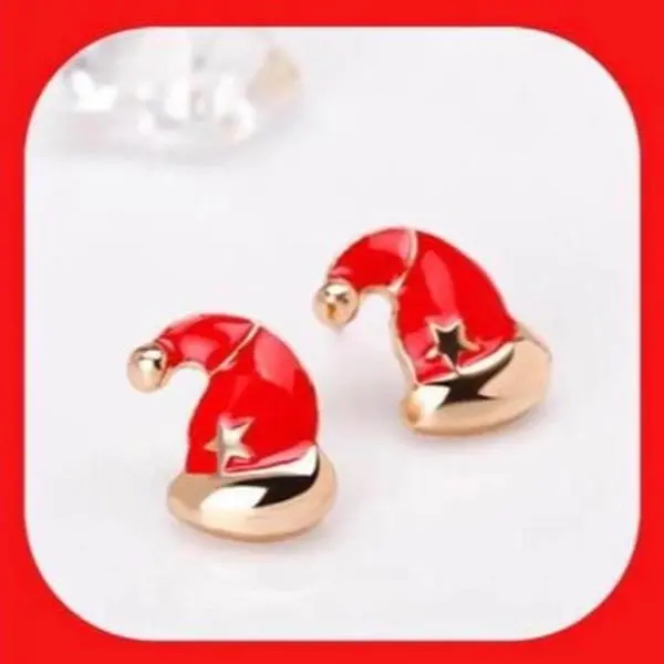 New Absolutely Adorable Enamel Santa Hat Stud Earrings