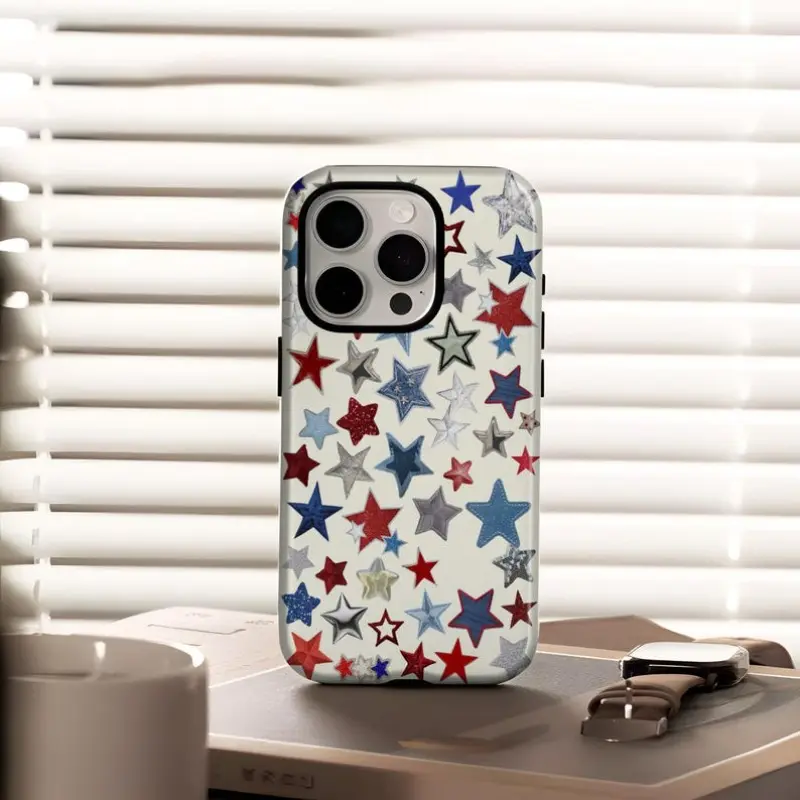 Retro Stars Y2k Collage Smartphone Case - Funky Cellphone Accessory, Handheld Shell Compatible with iPhone 11/12/13/14/15/16/17 Pro, ProMax, Plus, Air