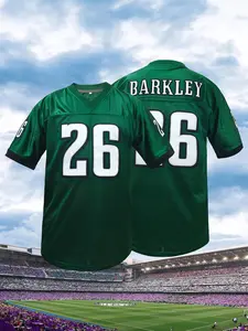 Men's American Football Jersey, Loose Breathable Comfort Philadelphia Football T-Shirt, Embroidered Letters and Number, Casual Short Sleeve Sportswear All Seasons, Jersey Shirts, Sports Top