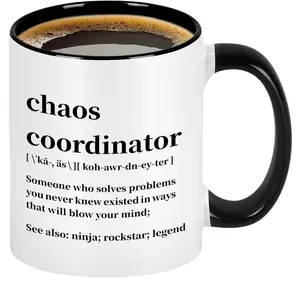 Chaos Coordinator Coffee Mug, 11oz Ceramic Cup, Funny Christmas Gift, Tea Mug Birthday Present, Classic Style, for Mom Manager