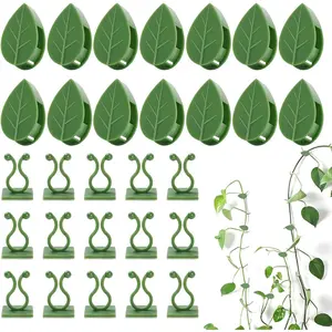 100 Pcs Plant Climbing Wall Fixture Clips Set,Self-Adhesive Hook Vines Traction Clips,Invisible Holder,Garden Green Leaf Simulation Hook,Wire Fixing Supporting,Christmas Party Gifts,Hand Tools Kits