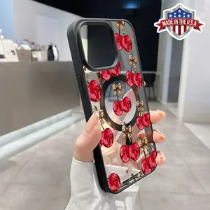 Magnetic Phone Case for iPhone 15 Plus 16 Pro Max 14 13 12 11 X XS XR Cherries all over the screen Pattern TPU Shockproof Anti-Scratch Stylish Smartphone Cover
