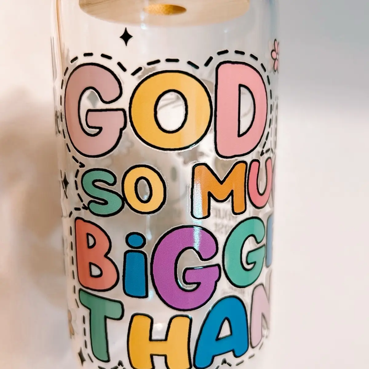 God is Bigger Glass Mug Drinkware