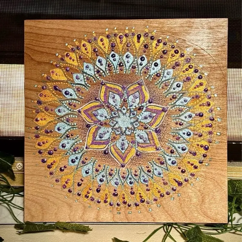 Original Mandala Art on Oak Plaques - Handcrafted Wooden Wall Decor with Vibrant Colors and Intricate Patterns
