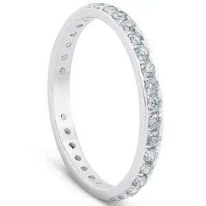 1/2ct Lab Grown Created Diamond Wedding Ring Womens Eternity Band 10k White Gold