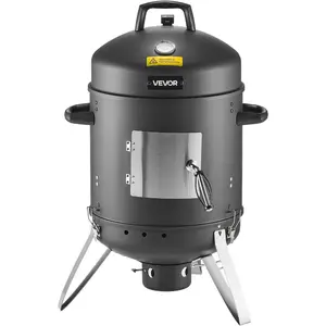VEVOR Charcoal Smoker, 16 Vertical Charcoal BBQ Grill, Coated Steel Barbecue Smoker with 2 Grilling Grates, Thermometer, Air Vents Removable Ash Tray, Ideal for Backyard Patio Parties CookingVEVOR Super Brand Day