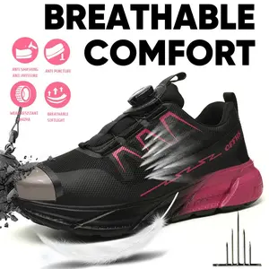 Women's Non Slip Work Shoes with Steel Toe Protection, Puncture Resistant, Lightweight & Breathable Safety Sneakers for Nurses and Servers Standing All Day