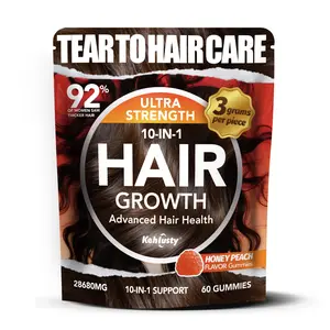 Honey Peach Hair Gummies with Redensyl | 10-in-1 for Thicker, Fuller-Looking Hair | Supports Hair Density & Scalp Wellness | 60 Gummies