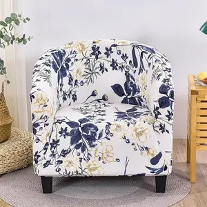 GOSTADY   Club Chair Slipcover 2 Piece Stretch Barrel Chair Covers Printed Tub Chair Slipcovers Soft Accent Armchair Sofa Protector for Living Room(Flowers 10)