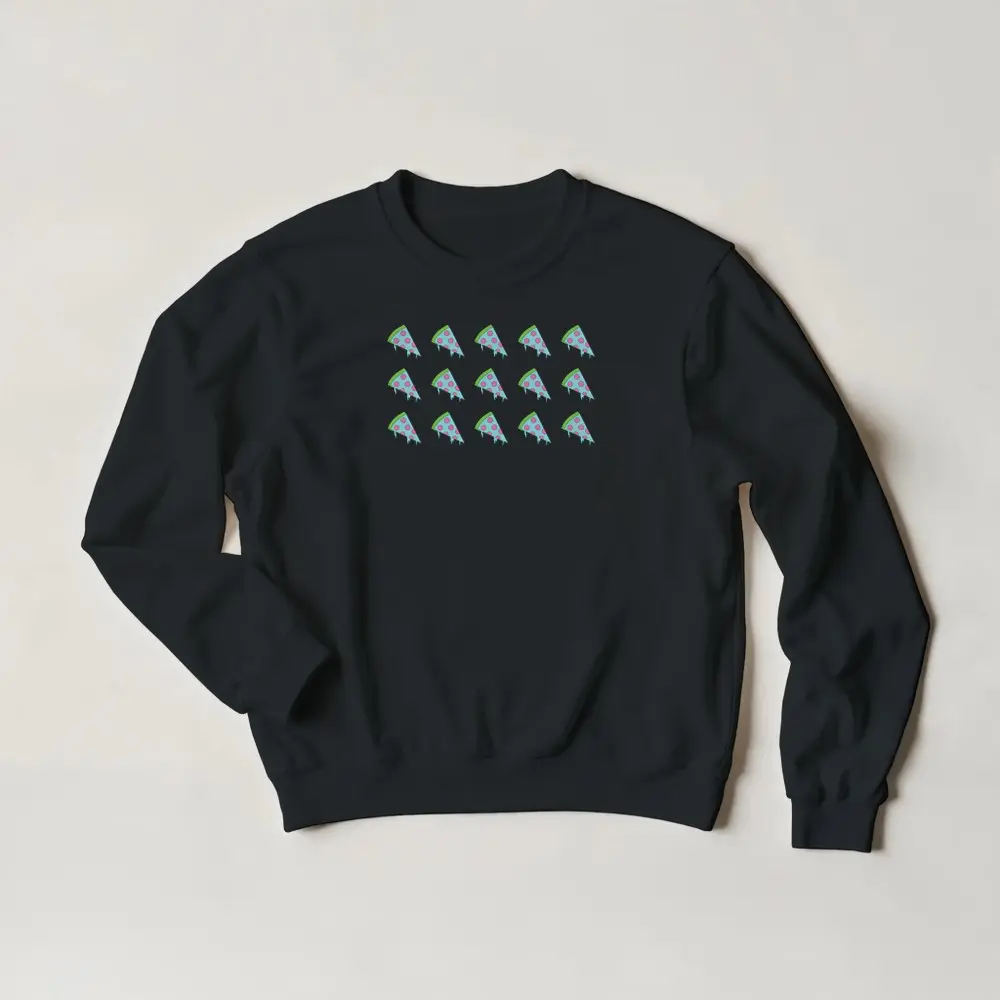 90’s neon drippy pizza - crewneck sweatshirt