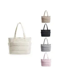 2026 New Quilted Puffy Bubble Tote Bag for Women Trendy Fashion Large Capacity Shoulder Bag with Multi Pockets Organizer Lightweight Portable Casual Travel Handbag Durable Synthetic Leather Stylish Aesthetic Design Perfect for Daily Work School Shopping