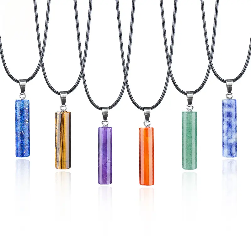 30mm Carnelian Natural Crystal Cylinder Necklace, Hypoallergenic Chain, Dainty Minimalist Boho Y2K Jewelry for Women, Healing Spiritual Protection Pendant, Birthday Gift, TikTok Shop Back to School