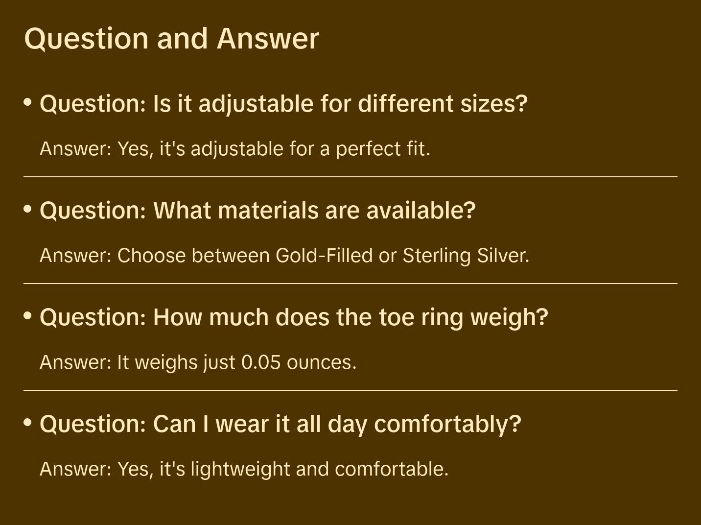 Toe Ring - 14 k Gold Filled or Sterling Silver - Adjustable