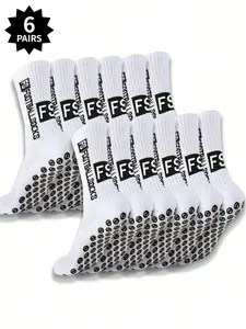 6 Pairs Unisex Sports Socks, Anti-Slip, Suitable for Football, Basketball, Baseball, Rugby, Cycling, Running, Hiking, Tennis, Skateboarding