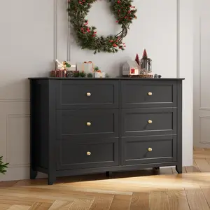 coucheta 6 Drawer Dresser for Bedroom – Modern Storage Organizer with Deep Drawers & Handles for Living Room, Available in Black, White & Gray