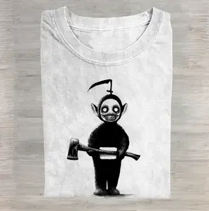 Scary Teletubbies Holding An Ax T-shirt, Funny Tee, Y2k, Unisex T-Shirt, Gift For Men Women