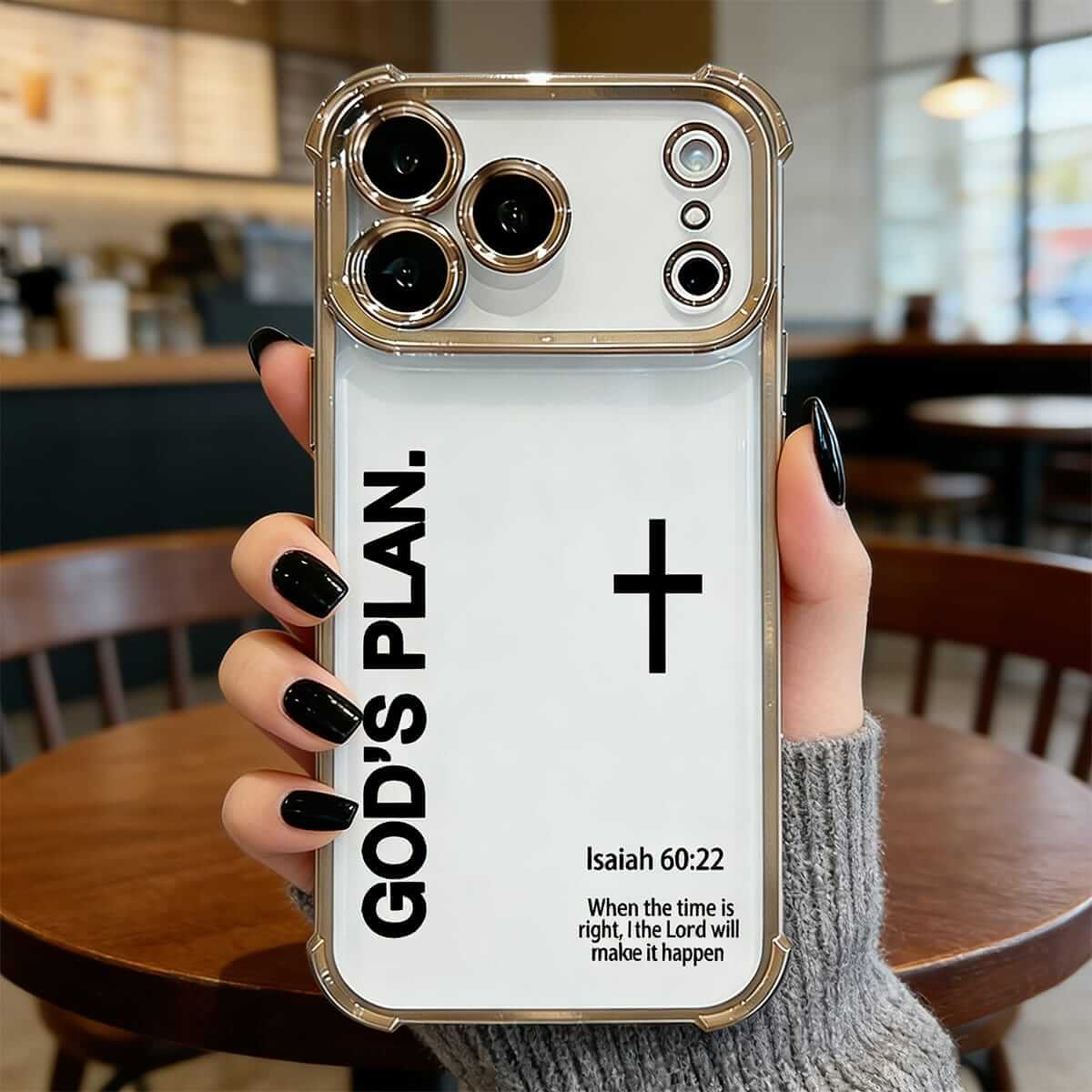 Trendy God's Plan Cross iPhone Case, Christian Isaiah 60:22 Clear Rose Gold Shockproof Cover for 11-17 Pro Max Plus Air, Religious Inspirational Gift for Believers DDSJ-26040409