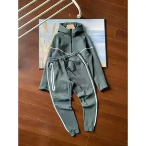 25 Years Spring and Autumn Zipper Jacket Sports Casual Hooded Jacket Long Pants Air Layer Cotton Reflective Taped Suit for Men