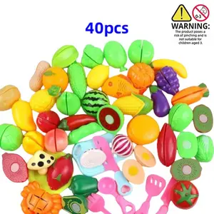 Fruit & Vegetable & Kitchen Utensils Shaped Pretend Play Toy Set, 1 Set Simulated Kitchen Toy, Pretend Play Toy for Kids, Play Kitchen Accessories