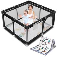 Black Playpen  With Anti-Slip Mat