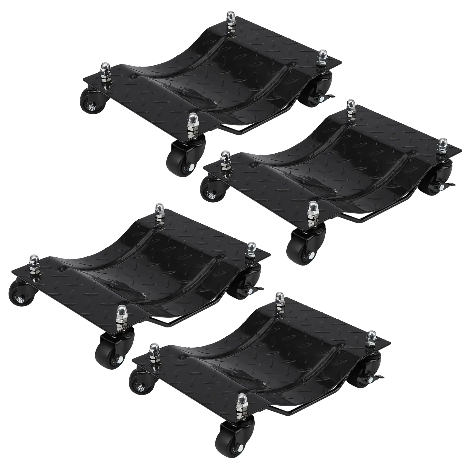Heavy-Duty 6000 lbs Car Dollies Set of 4 – Industrial Vehicle Moving Dolly Cart with Brakes – Upgraded 360° Rotational Nylon Wheels – Material Handling for Cars, Trucks, Trailers, Motorcycles