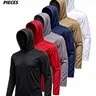 6Pcs Men's Quick-Dry Hooded Long Sleeve Athletic Hoodies - Ice Textured Breathable Moisture-Wicking Fabric, Sun-Wind Protection, 4-Season Comfort, Machine Washable, Regular Sports Fit - For Hiking, Going Out
