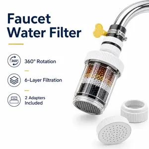 【NEW Upgraded 】Faucet Water Filter with 6‑Layer Filtration, 360° Rotating Tap Mounted Purifier, Sediment & Chlorine Reduction, Replaceable Core, Fits Most Faucets (Cold & Warm Water Safe)