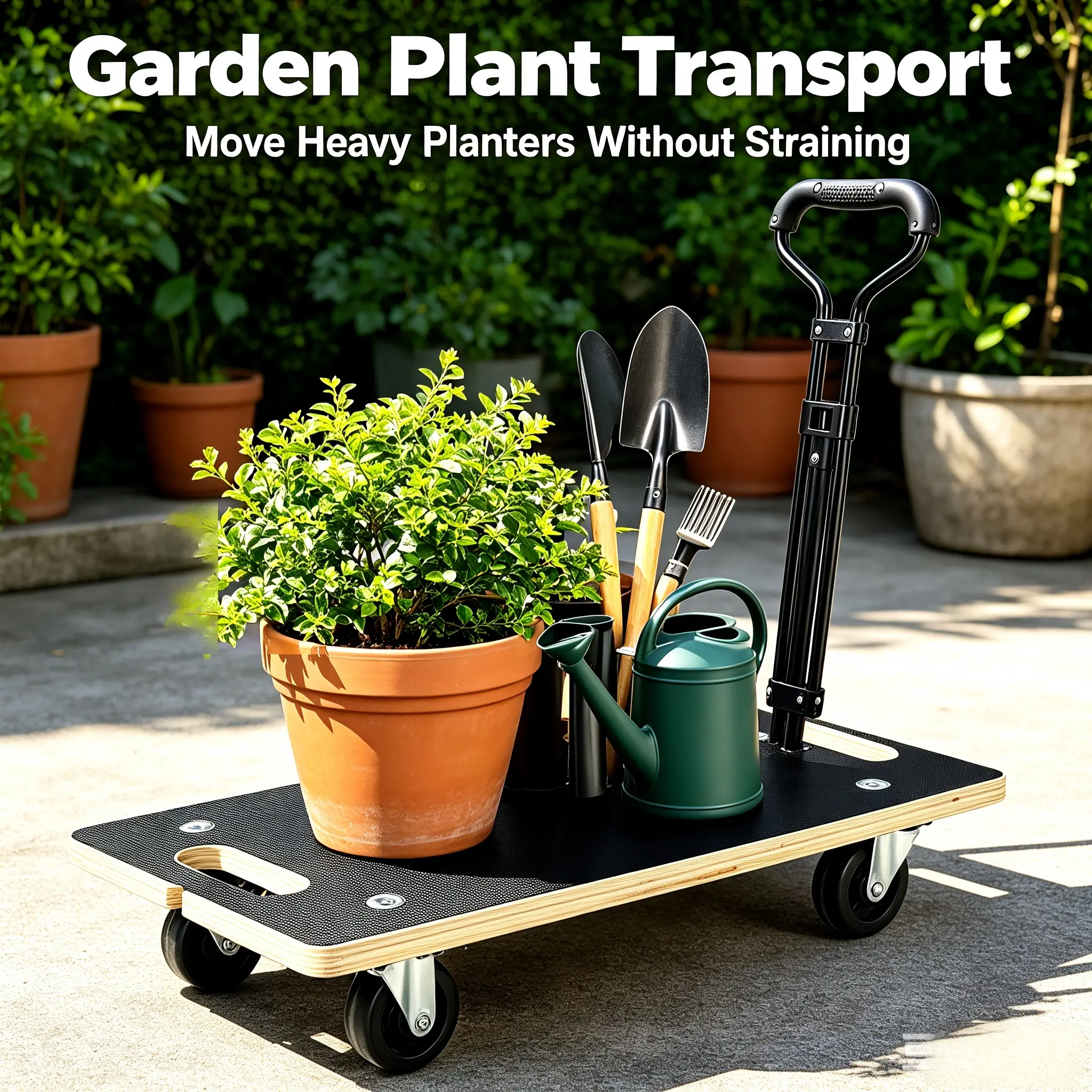 Heavy Duty Wooden Moving Dolly - 440 LBS Capacity, 20.5-30 in Telescopic Handle, Non-Slip Plywood Platform, 360° Swivel PP Casters, Foldable Compact Hand Truck for House Moving, Appliance Transport (Sports & Outdoor Leisure Equipment Accessory) campingess