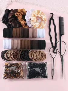 1159 sets of dark-colored women's hair accessory sets, elastic hair bands with seamless ponytail hair ties, simple style hair bands, disposable rubber bands, suitable for daily clothing and hairstyle design combinations, perfect gift for women