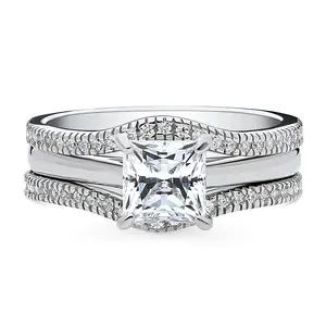 Solitaire Wishbone 1.2ct Princess CZ Ring Set in Sterling Silver