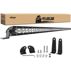 Nilight 51Inch 250W Super Slim Spot Flood Combo Bar Driving Fog Single Row Off Road LED Lights-2 Style Mounting Brackets, White fog boat Vehicle Automotive  dealsforyoudays