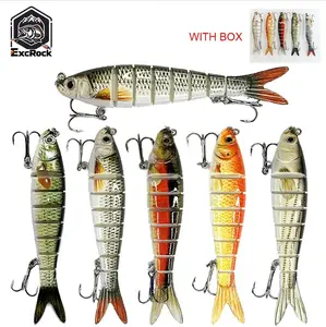 EXCROCK 3PCS/5PCS Easy Catch with BKK Hooks, Vibrating Actions for More Bites, Lifelike Fishing Lures for Bass Trout Walleye Crappie, Strongest Dyneema Fiber Jointed Swimbaits, 14cm Artificial Lure, Outdoor Lifelike 8 segment Jointed Swimbait, Fishing