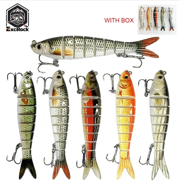 EXCROCK 3PCS/5PCS Easy Catch with BKK Hooks, Vibrating Actions for More Bites, Lifelike Fishing Lures for Bass Trout Walleye Crappie, Strongest Dyneema Fiber Jointed Swimbaits, 14cm Artificial Lure, Outdoor Lifelike 8 segment Jointed Swimbait, Fishing