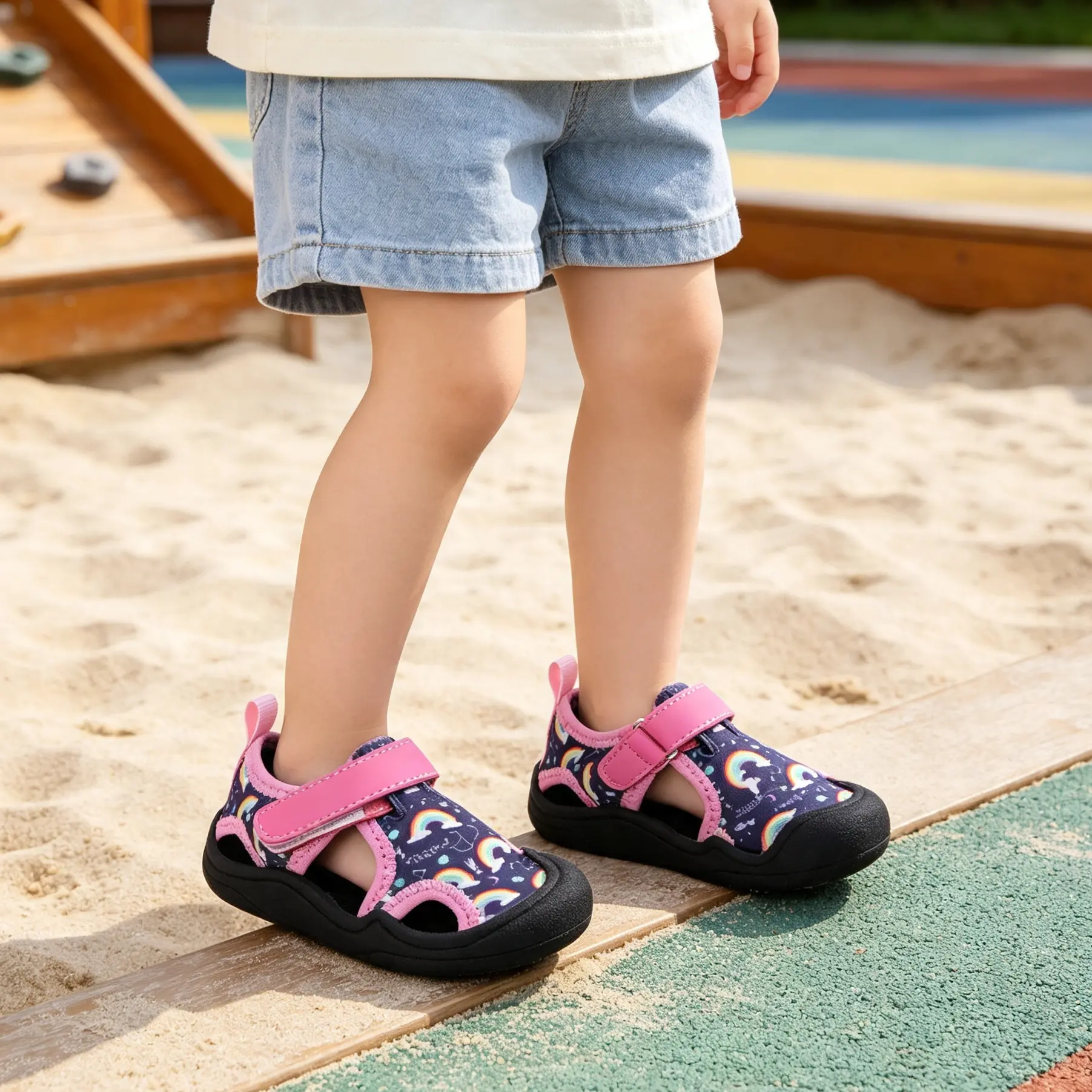 New Children's breathable waterproof shoes come with ventilation, multiple color options, easy-to-clean Velcro design, and convenient to put on and take off.
