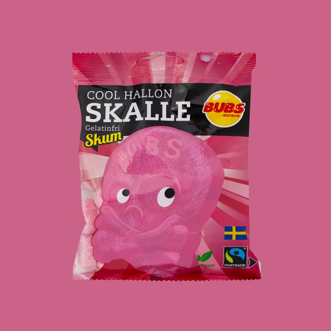 BUBS Raspberry Skulls Mini - Sour Swedish Candy Bursting with Raspberry Flavor 0.2LB