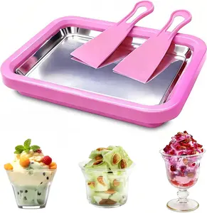 Instant ice cream machine, roll type ice cream machine, frozen yogurt plate, instant ice cream plate/roll, 304 stainless steel instant ice cream machine, homemade DIY parent-child activity, easy to use and clean for families