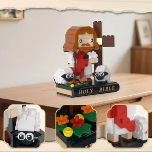 Holy Bible Jesus Christ Building Brick Building Set, 338PCS Religious Shepherd Scene Construction Kit with Cross & Sheep, Creative Christian Toy, STEM Educational Architecture Gift for Kids and Adults