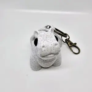 Hippopotamus Flexi Keychain - Grey Color, Durable Material, Keyring Attachment, Unique Design