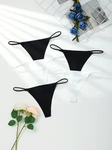 Women's Low-Waist Seamless Panties Set, Soft Breathable Quick-Dry Underwear, Plain Style, Fitted Drop Waist, 5 Pieces, All Seasons, Soft Breathable Knicker, Fashion Breathable Underwear