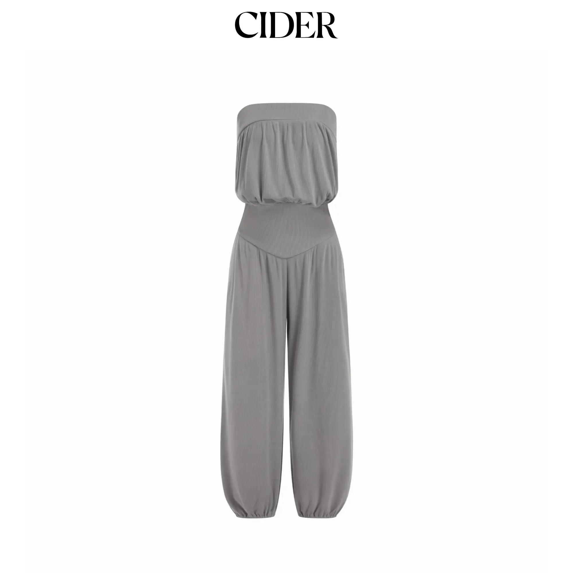 Cider Women's Fitted Overalls, Strapless High-Stretch Bloomer Jumpsuit, Sleeveless Bodycon Jumper for Ladies