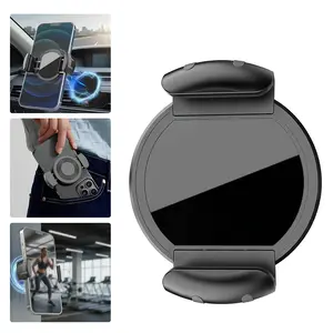 CENPIN Portable 2in1 Gym Magnetic Phone Holder with Magnet Base Attach to Metal Surface, Magnetic Telescopic Phone Clip 360° Adjustable Gym Phone Holder Magnet Mount Cellphone Stand for All Smartphones