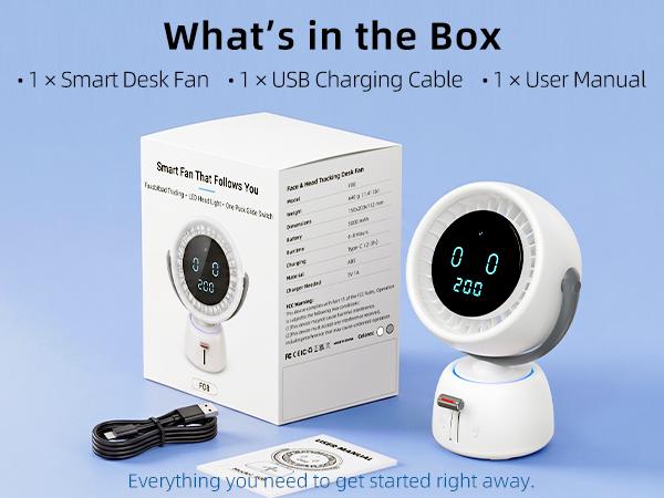 [Breeze Follows You] Smart Head Tracking Fan, 150° Auto-Follow Bathroom Sink Vanity Fan, 200 Speeds Rechargeable Quiet Makeup Mirror Fan with Digital Display & Ambient Light for Kitchen, WFH Office, Bedroom SummerWins