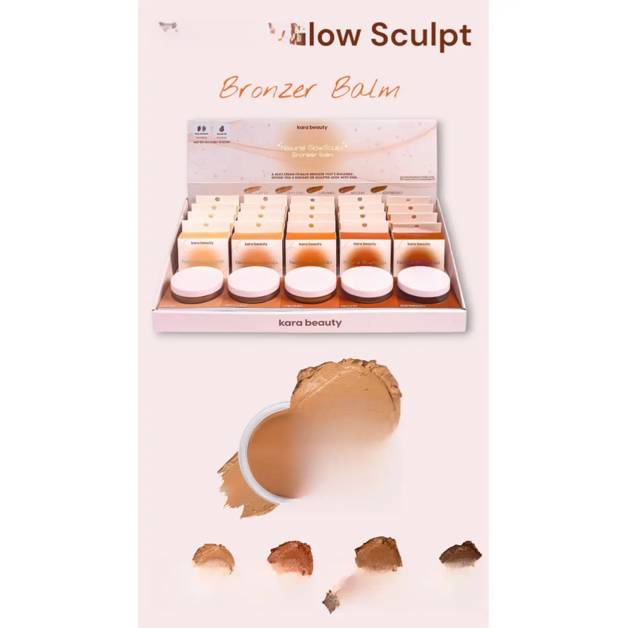 KARA BEAUTY Natural GlowSculpt Bronzer Balm / 20pcs Display + Tester free