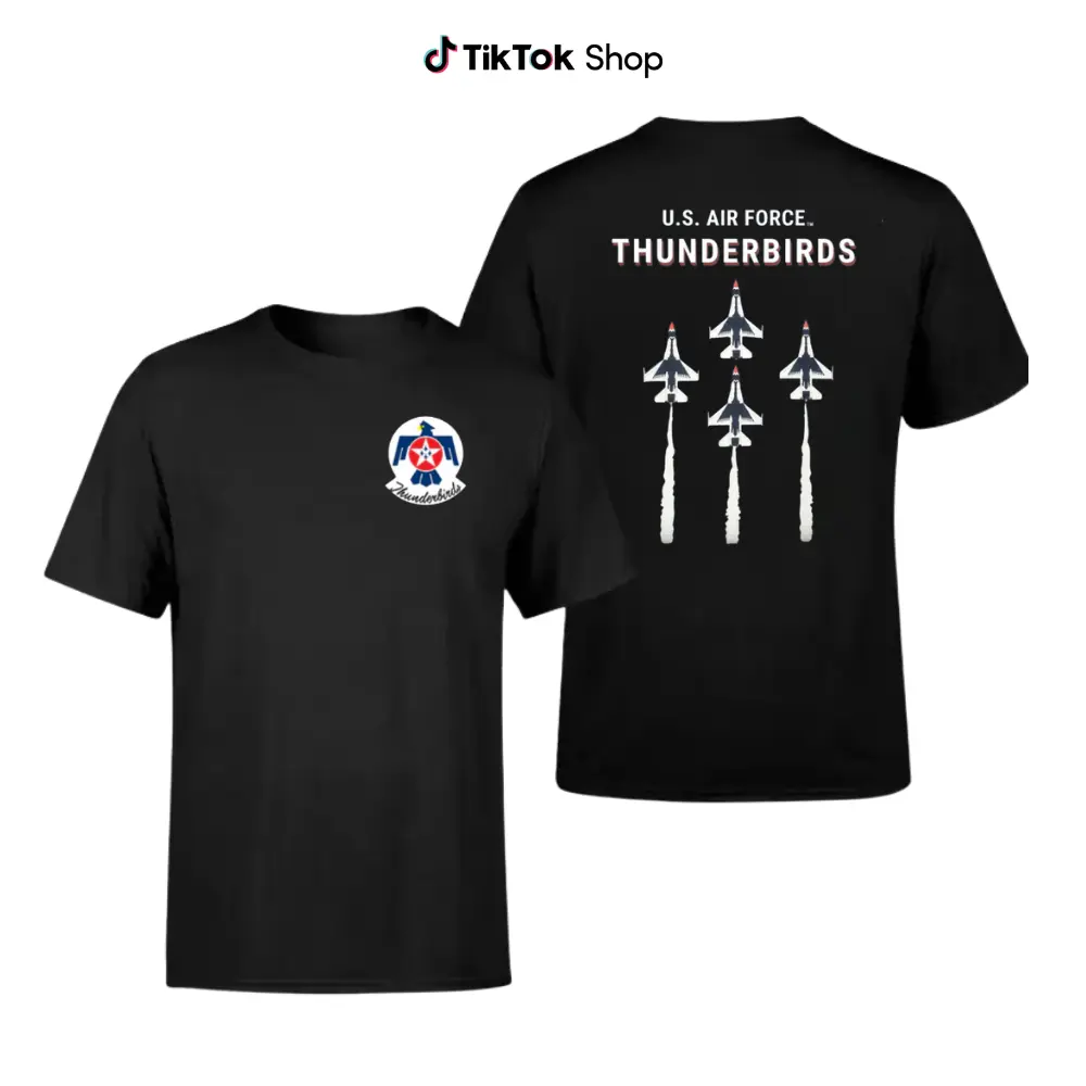 U.S. Air Force Thunderbirds T-Shirt Two Side, Vintage Streetwear Military Tee, Soft Cotton Blend Shirt, Patriotic Apparel For Men & Women, USAF Aviation Gift