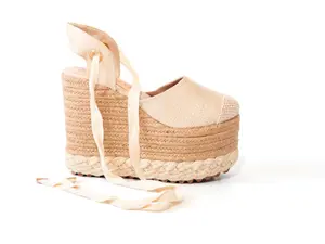 Sandalias de Plataforma Estilo Alpargata con Lazos Tacón de Esparto para Verano Diseño Boho Chic y Cómodas para Mujer