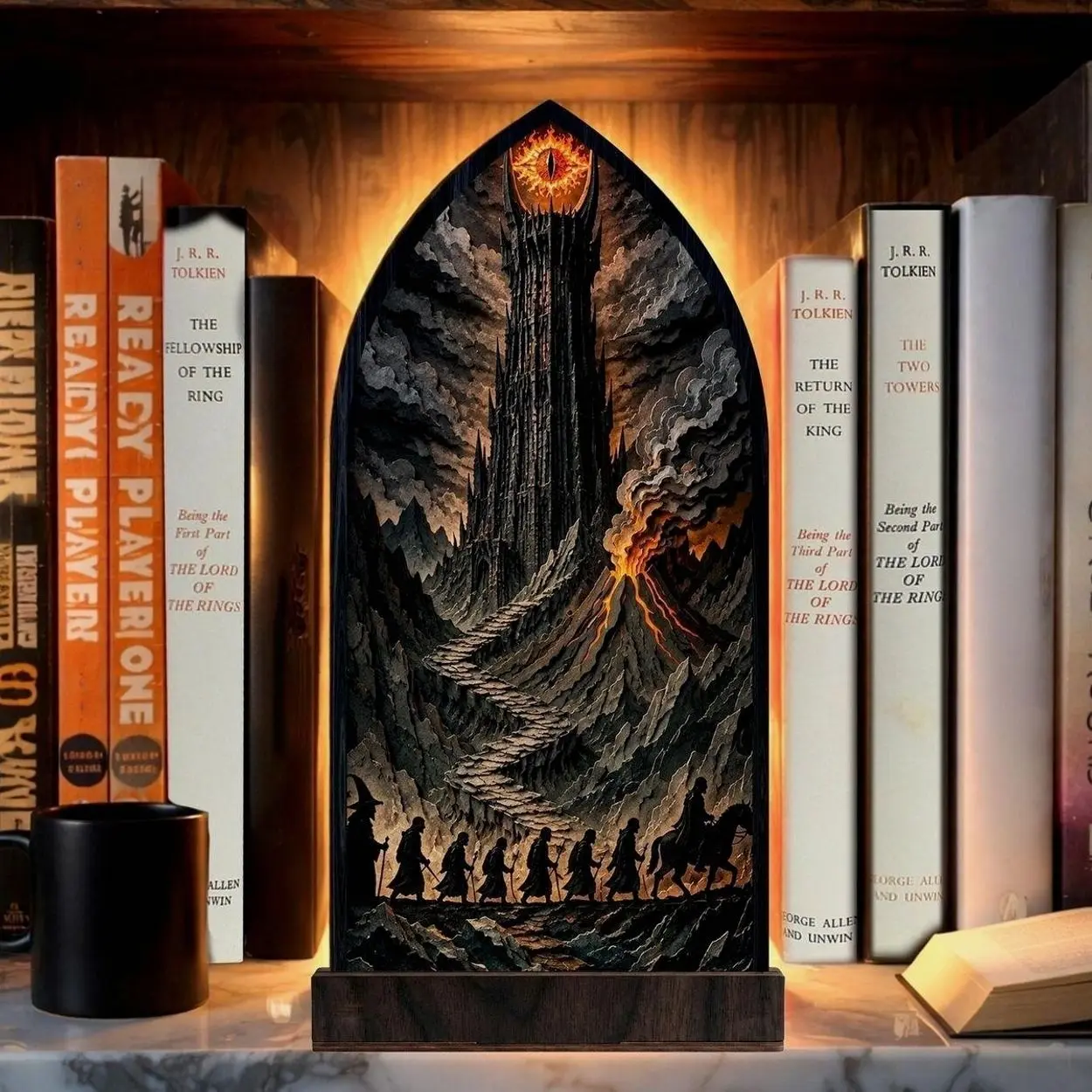 Ring’s Lord Adventure Inspired Book Nook, The Dark Tower Book Decoration, Mount Doom Candle Holder, Dark Lord Fantasy Merch