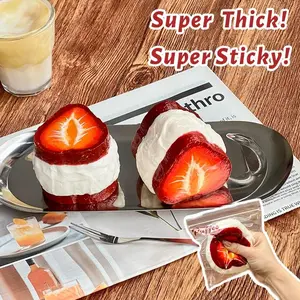 Strawberry Yogurt Taba Squishy, Handmade Creamy Soft Slow Rebound Stress Relief Fidget Toy, Halloween Party Office