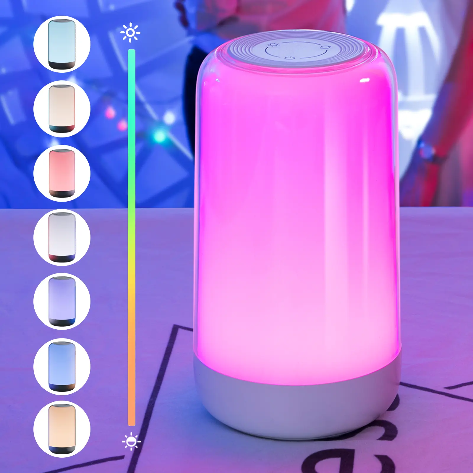 Touch Night Light Rechargeable LED Mood Lamp 7 RGB Colors Dimmable Portable Table Lamp for Bedroom Bathroom Nursery Home Ambience Lighting Stepless Brightness Adjustment, Ambient Night Lights, Colorful Ambient Light