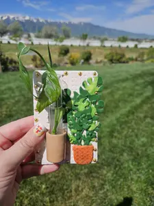 Charming Monstera Plant Propagation Magnet.  Handmade for your plant cuttings! A Plant Inspired Propagation Station!